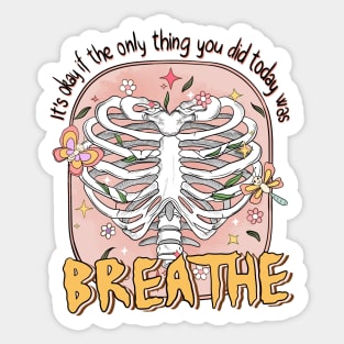 "Breathe" Skeleton Bones Sticker